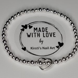 925 Sterling silver filled beads bracelet and 925 solid sterling silver 'floating heart' charm